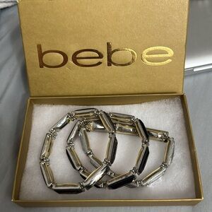 bebe 3 Stack Bracelet🖤🩶🩶